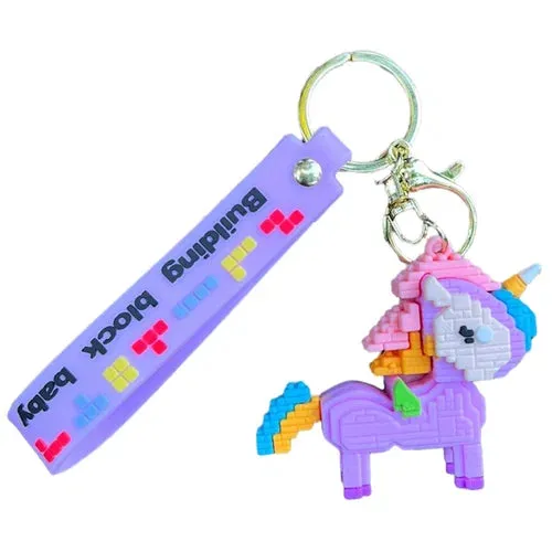 Purple Unicorn Brick Lego | 3D Lanyard Keychain | Silicone