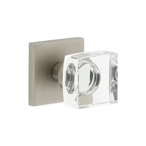 Quadrato Rosette with Quadrato Crystal Knob in Satin Nickel