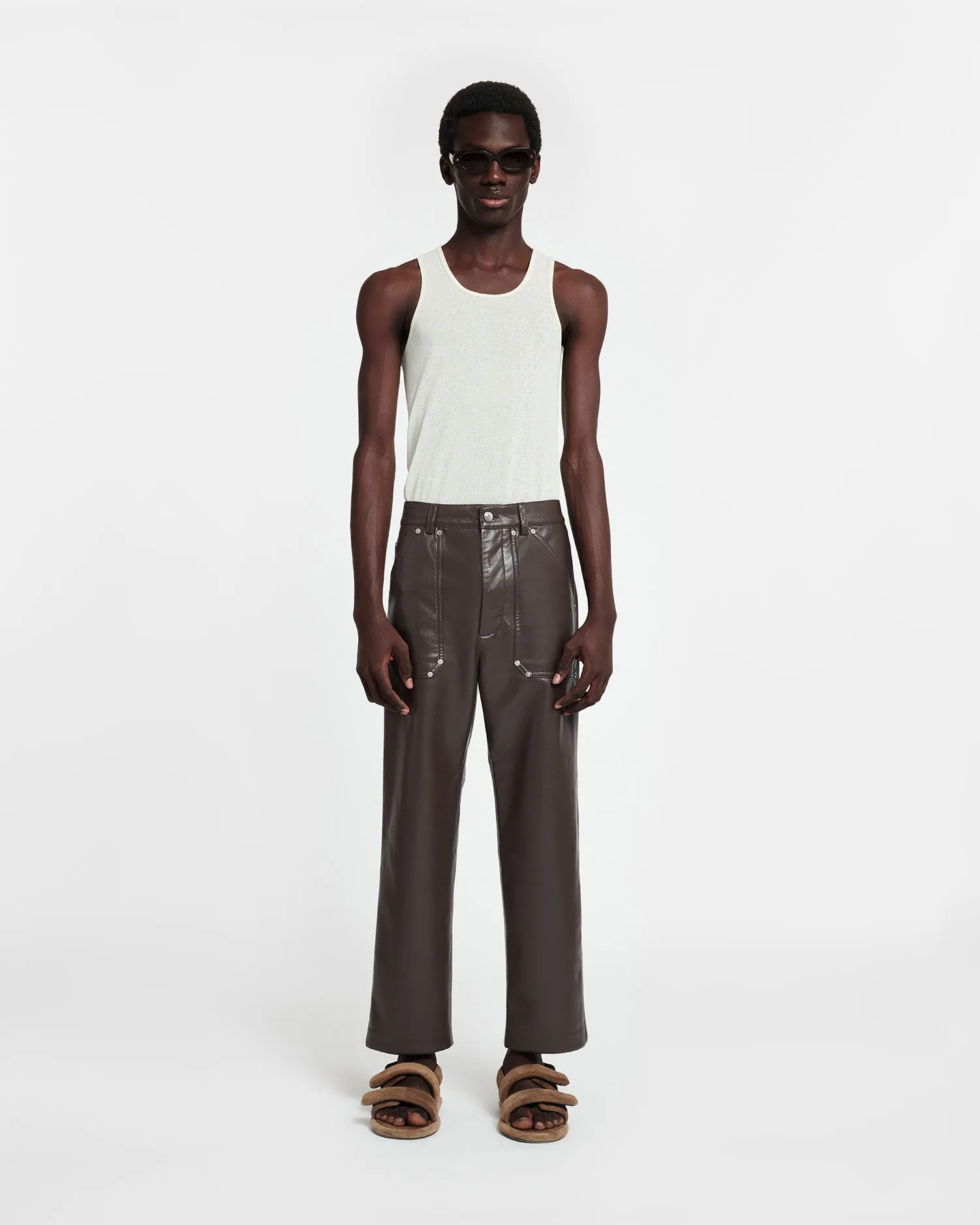 Quido - Regenerated Leather Pants - Coffee Bean