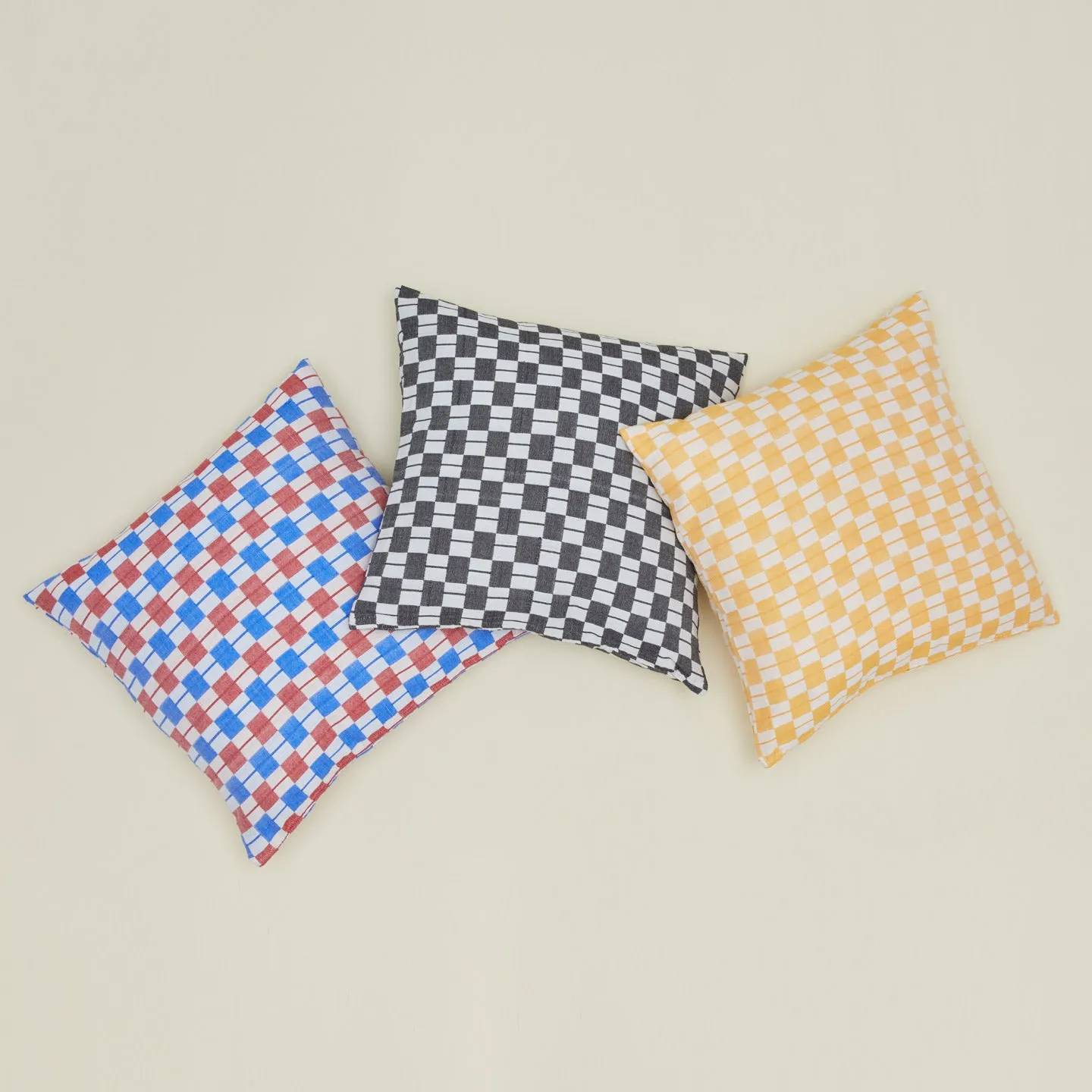 Quilted Checkered Pillow Cover - Black/White Checkered