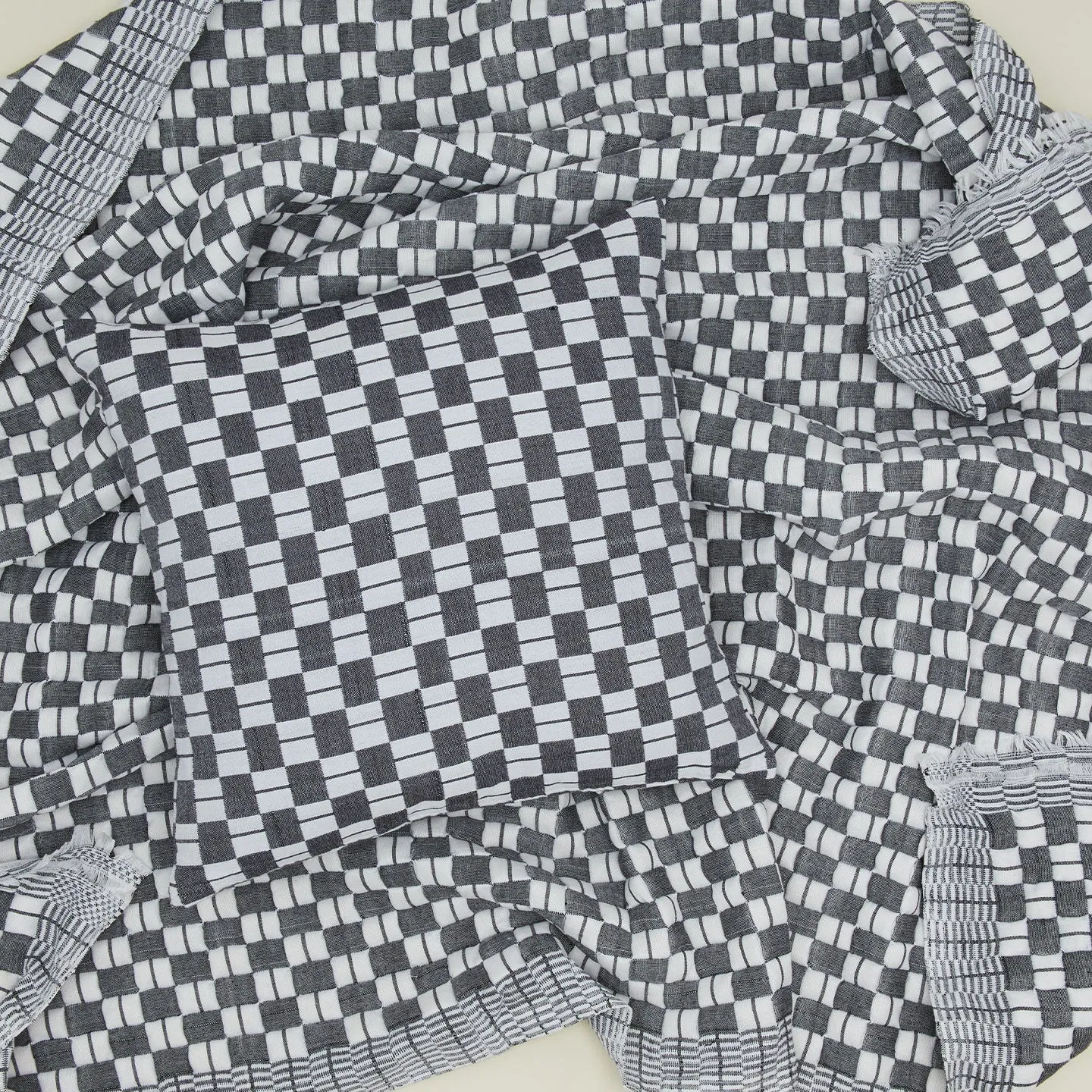 Quilted Checkered Pillow Cover - Black/White Checkered