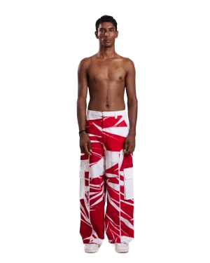 "Crimson Vortex" Abstract Printed Nylon Pants