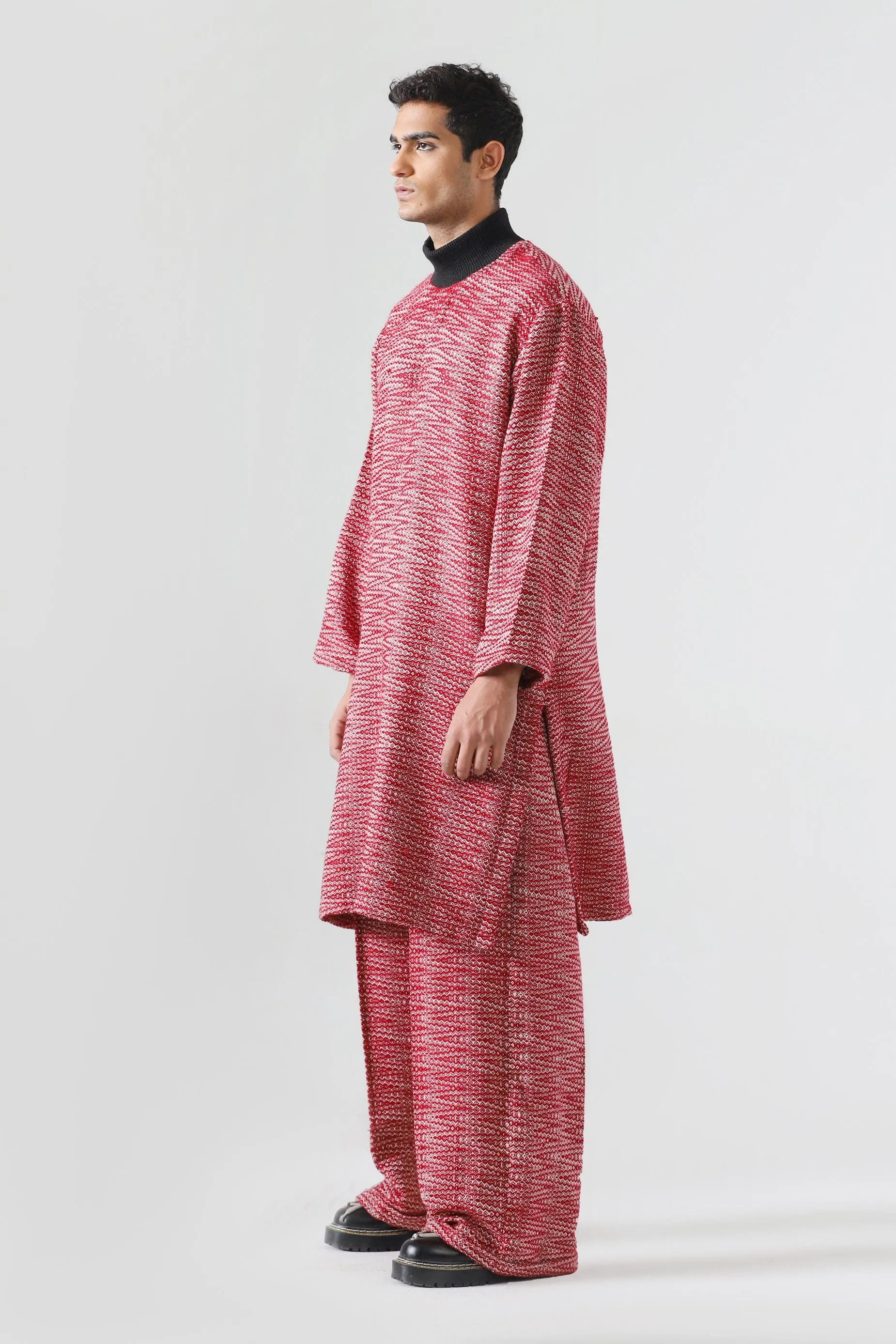 "TALAASH" HANDWOVEN MOCK NECK KAMEEZ