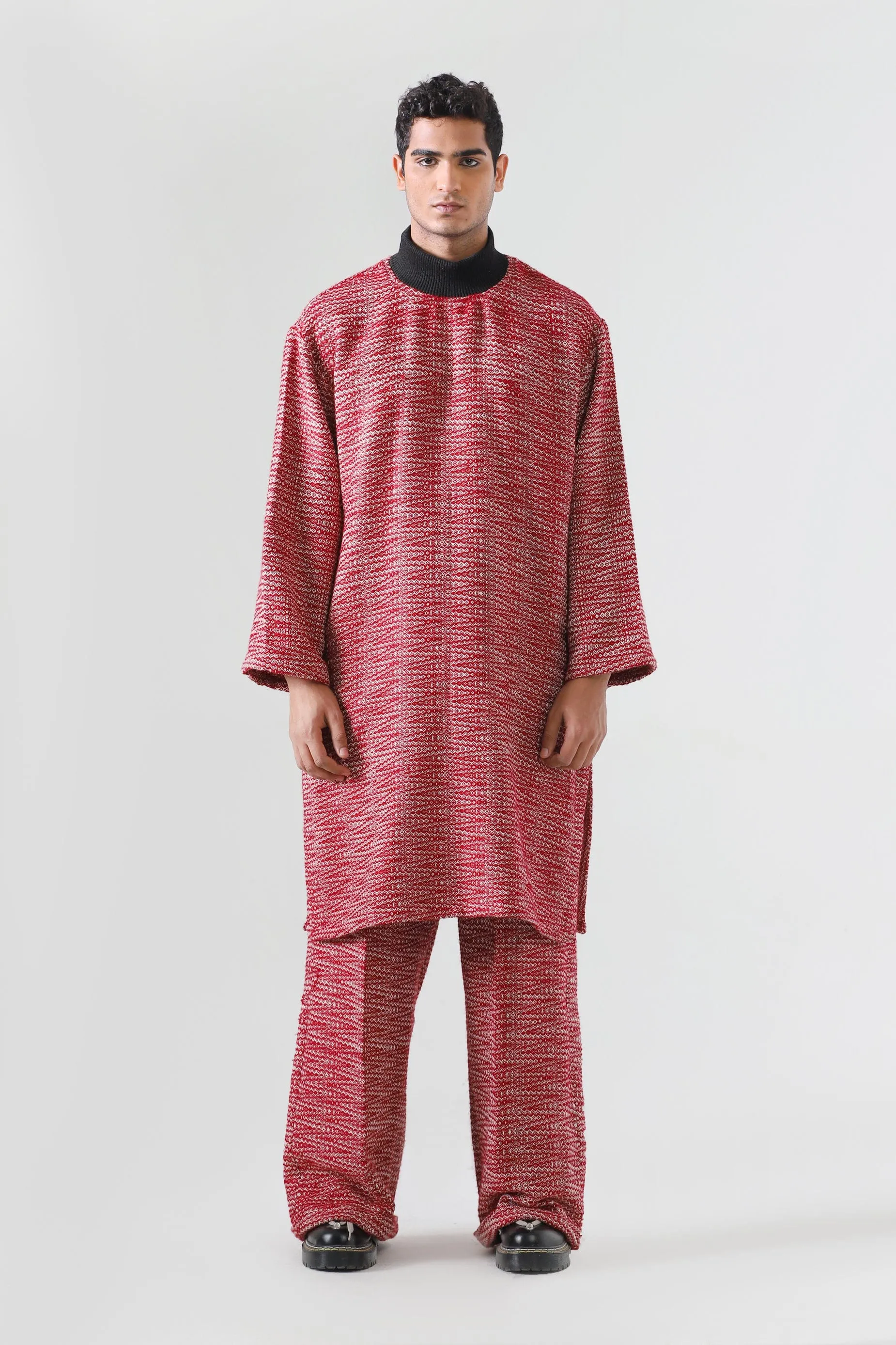 "TALAASH" HANDWOVEN MOCK NECK KAMEEZ