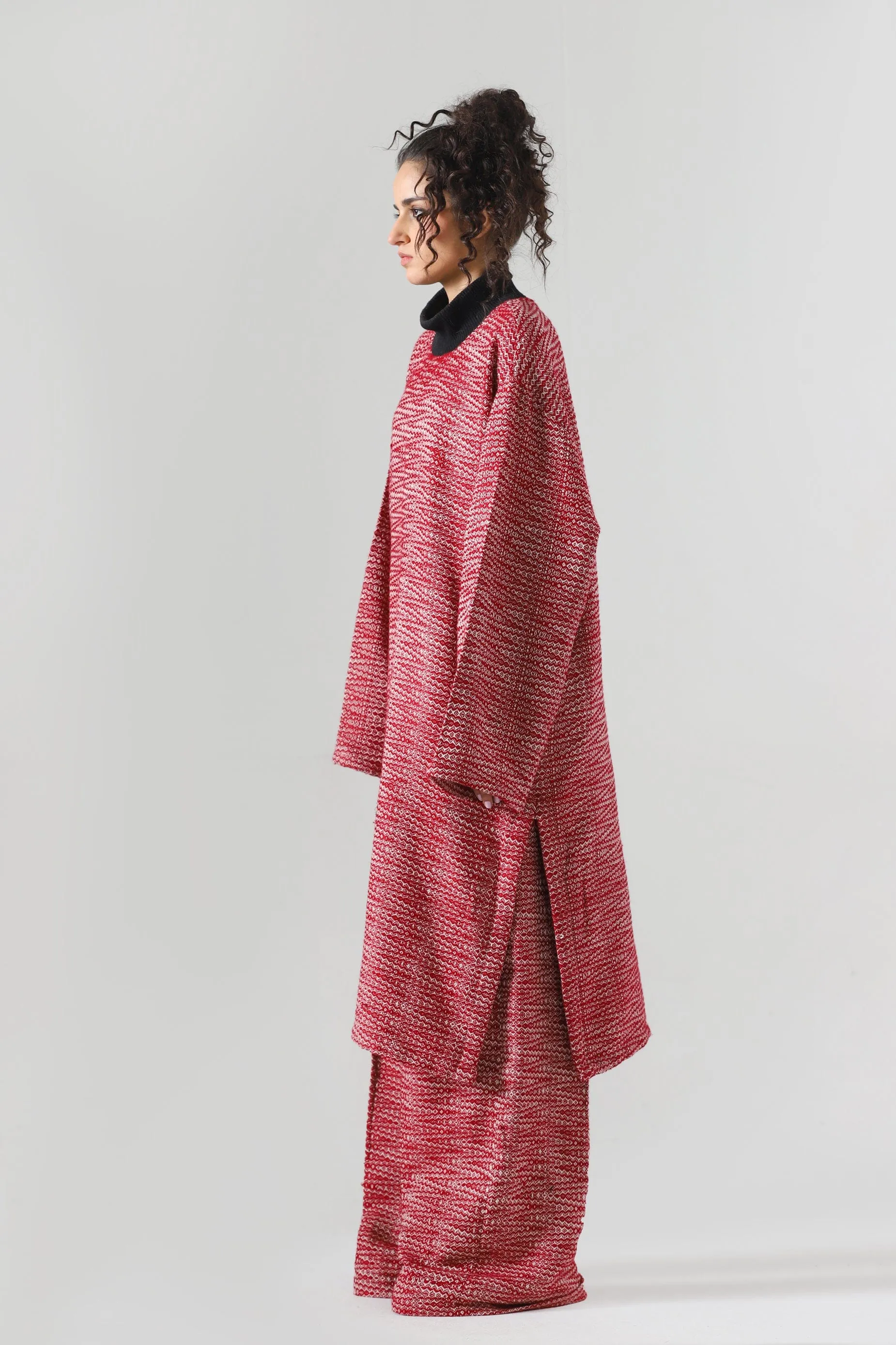 "TALAASH" HANDWOVEN MOCK NECK KAMEEZ