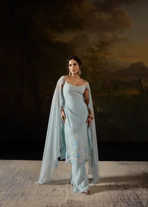 Raaya Baby Blue Hand-Embroidered Sleeveless Suit