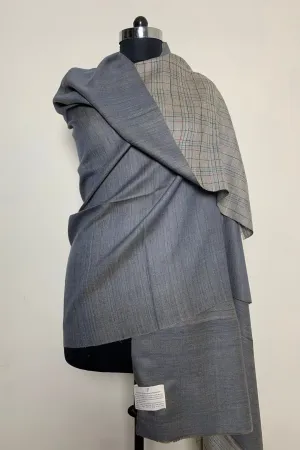 Rafa Pigeon Blue And Grey Reversible Cashmere Shawl