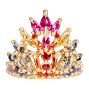 Rainbow Star Bright Long Lace Petal Ring - Made to Order