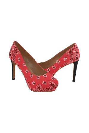 red bandana Women's High Heels (Model 044)
