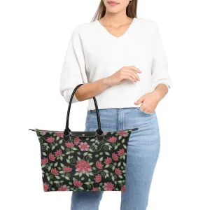 Red Beaded Rose Single-Shoulder Lady Handbag