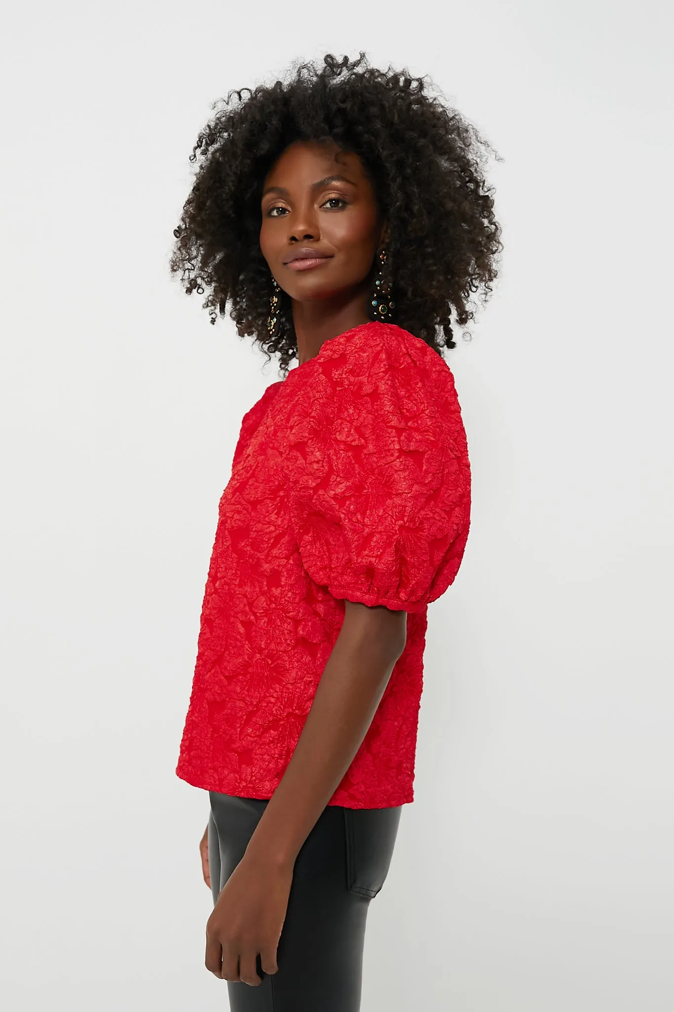 Red Jacquard Noelle Blouse