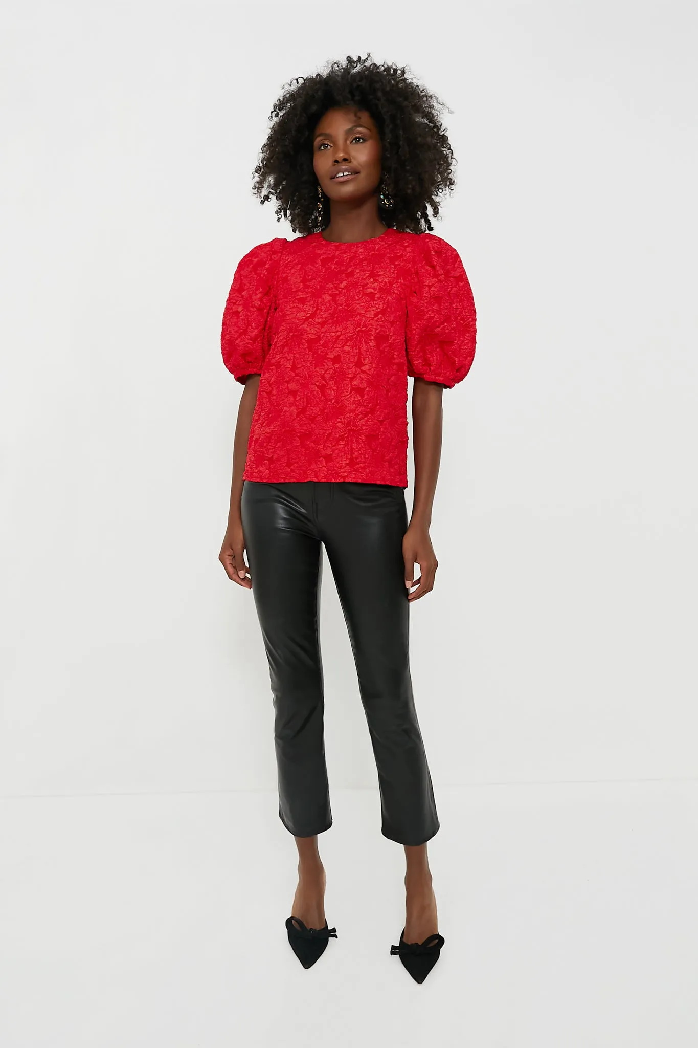 Red Jacquard Noelle Blouse