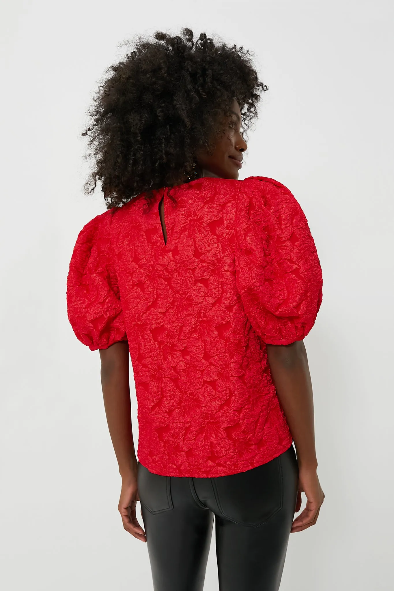 Red Jacquard Noelle Blouse