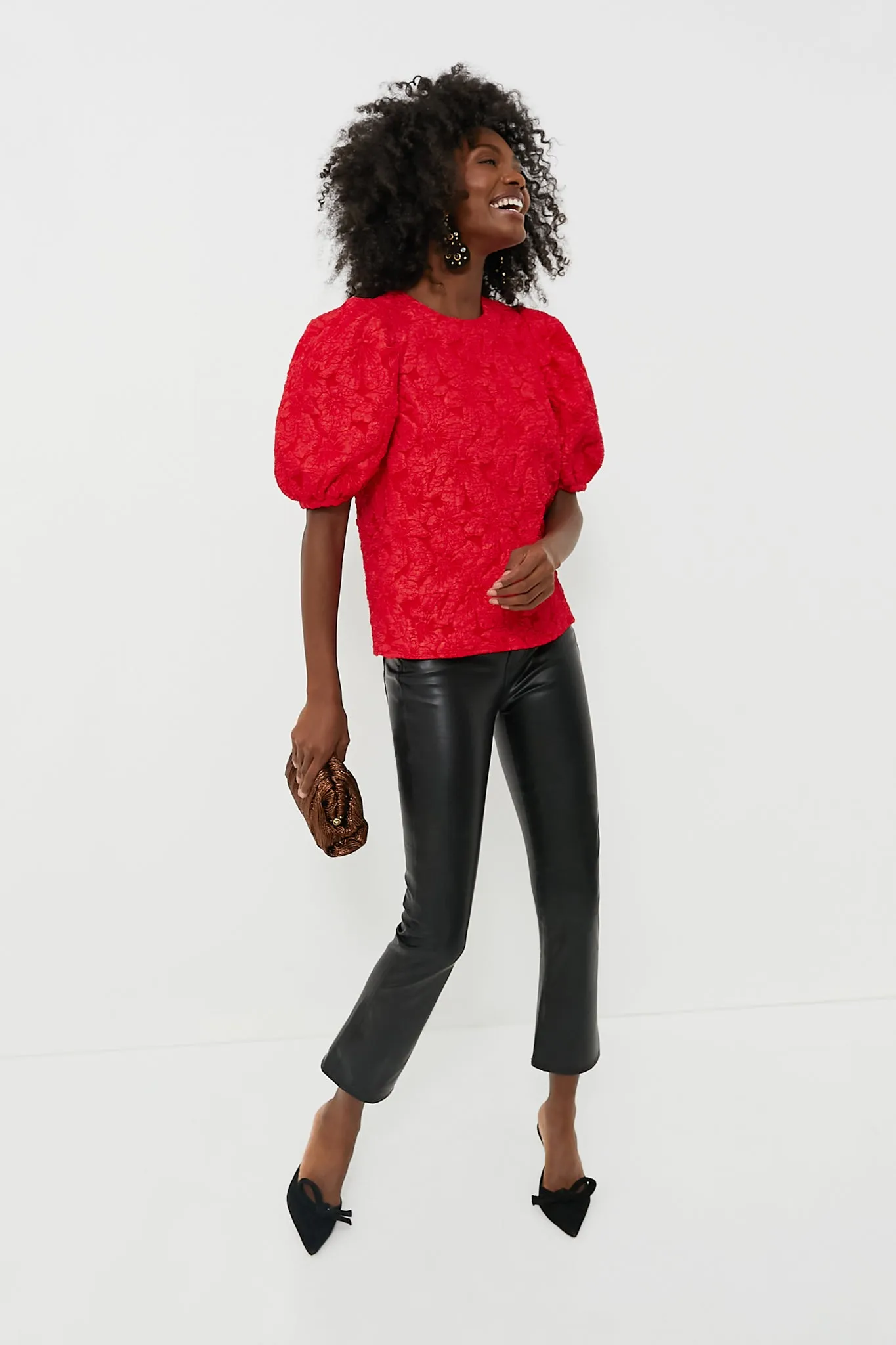 Red Jacquard Noelle Blouse