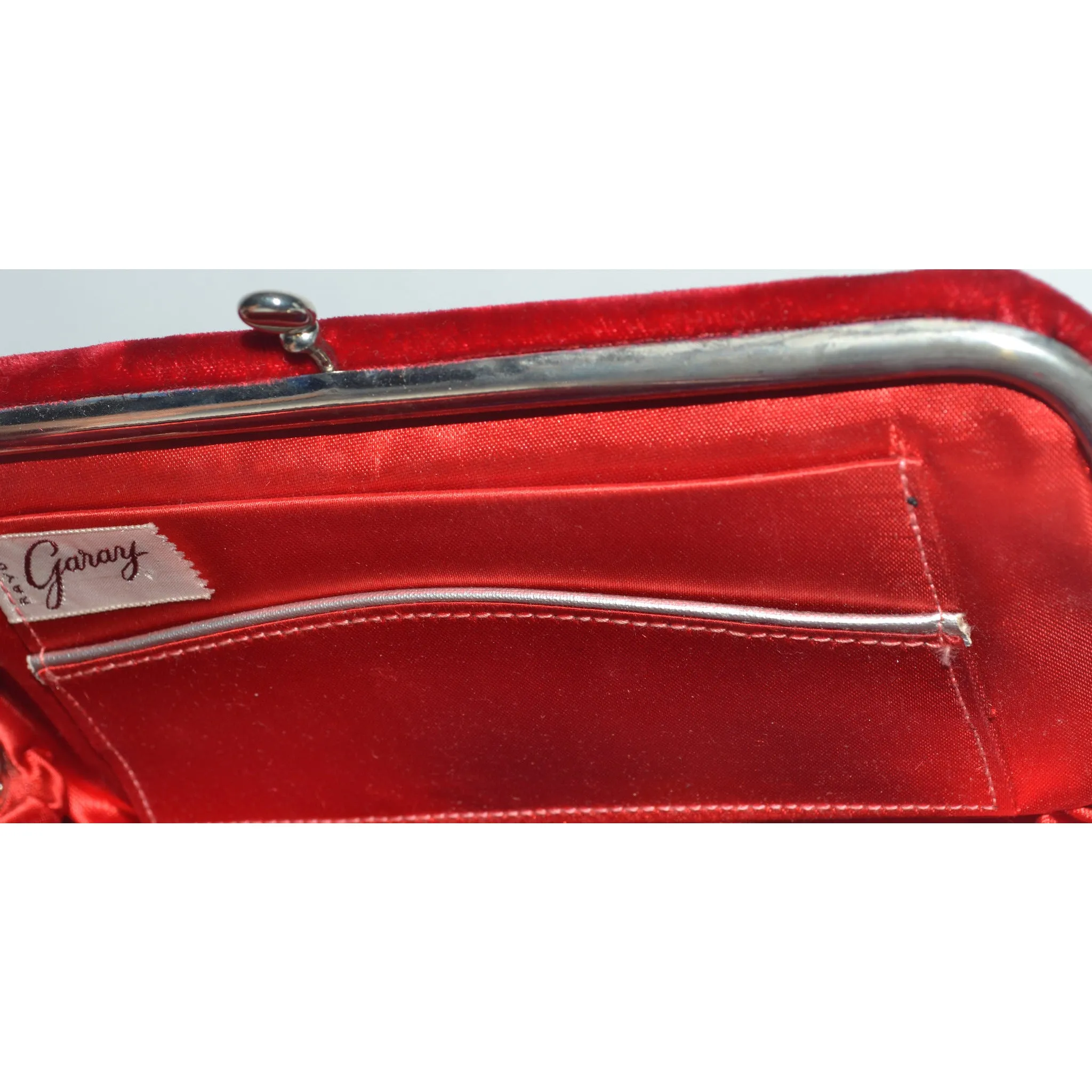 Red Plush Velvet Clutch Purse By Garay