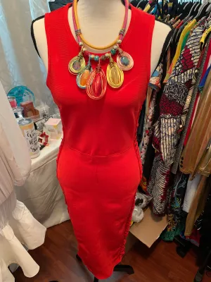 Red Side Lace Bandage Dress