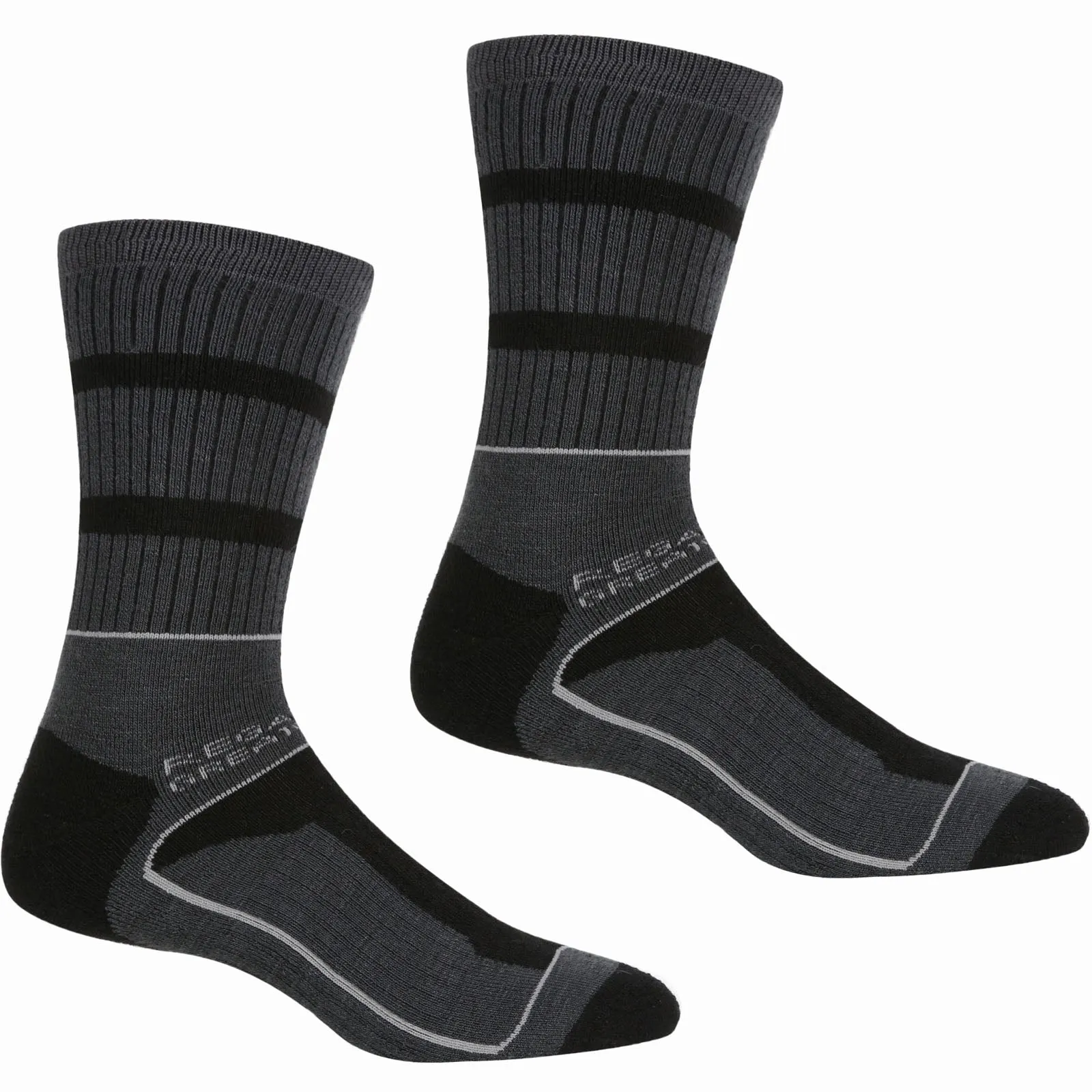 Regatta Mens Samaris 3 Season Two Pack Quickdrying Walking Socks - Black