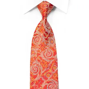 Renoma Rhinestone Silk Necktie Golden Acanthus On Red With Sparkles