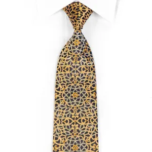 Renoma Rhinestone Tie Gold Scrolls On Navy