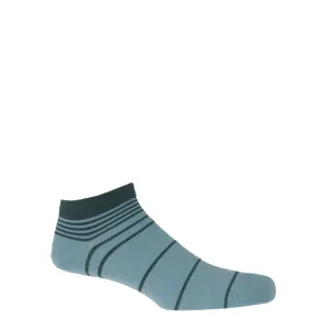 Retro Stripe Men's Trainer Socks - Blue