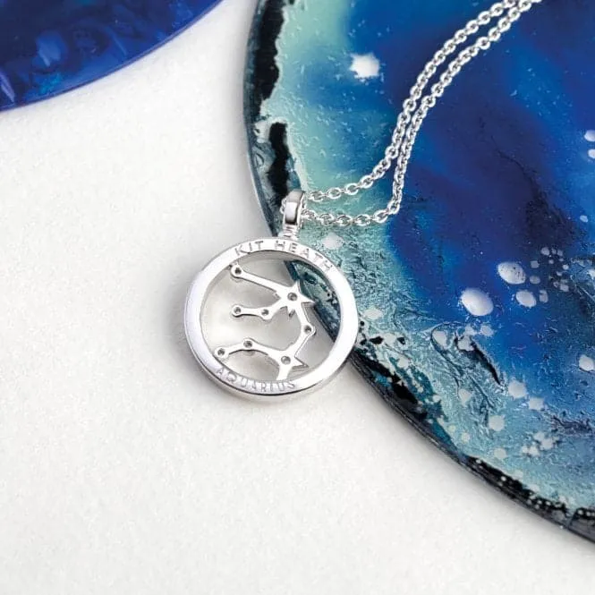 Revival Céleste Constellation Zirconia Rhodium Plated Aquarius 18" Necklace 90471AQU