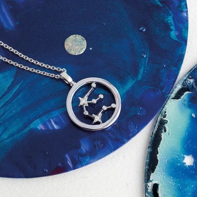 Revival Céleste Constellation Zirconia Rhodium Plated Aquarius 18" Necklace 90471AQU