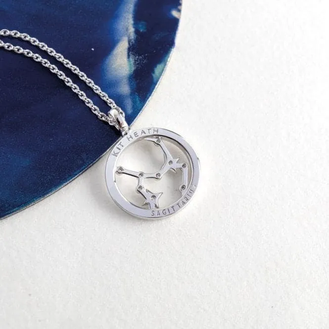 Revival Céleste Constellation Zirconia Rhodium Plated Sagittarius 18" Necklace 90471SAG