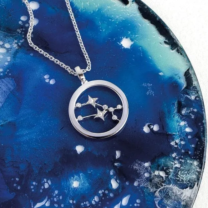 Revival Céleste Constellation Zirconia Rhodium Plated Taurus 18" Necklace 90471TAU