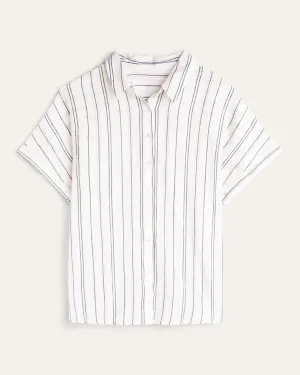 Rhea Short-Sleeve Button-Front Shirt | Ivory / Pink