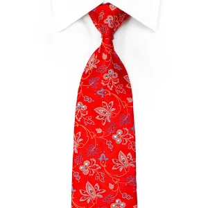 Rhinestone Necktie Floral Anthemion On Red