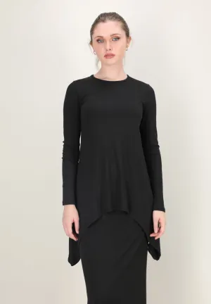 Ribbed Asymmetric T-shirt / Black