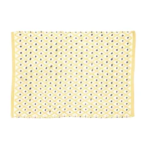 Rice DK Handmade Recycled Plastic Floor Mat with Yellow Harlequin Print