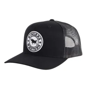Ringers Western Signature Bull Trucker - Black with Black & White Patch