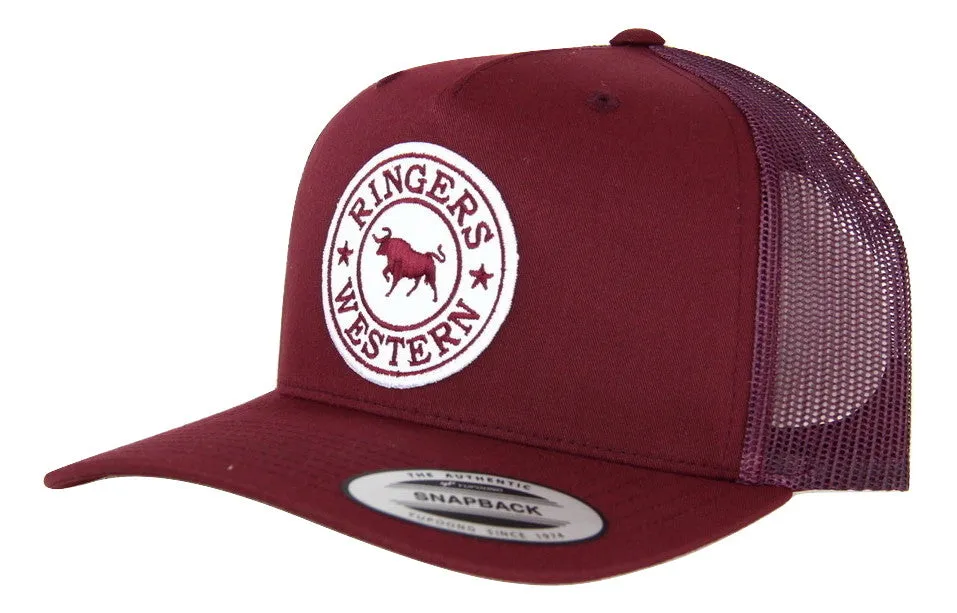Ringers Western Signature Bull Trucker - Burgundy with Burgundy & White Patch
