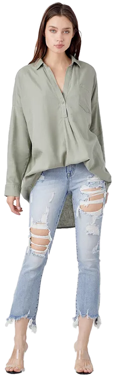 Risen Jeans Ankle Flare Split Size