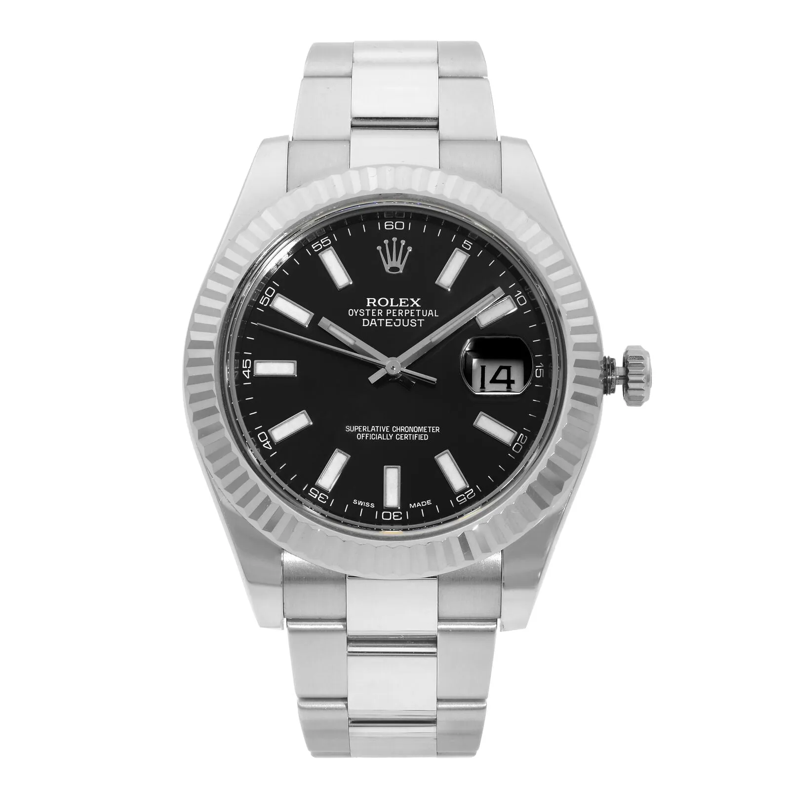 Rolex Datejust 41mm Steel 18K White Gold Black Dial Automatic Mens Watch  TFJ-142508499