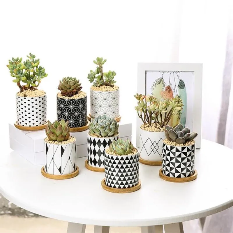 Rory - Round Geometric Pattern Flower Pot