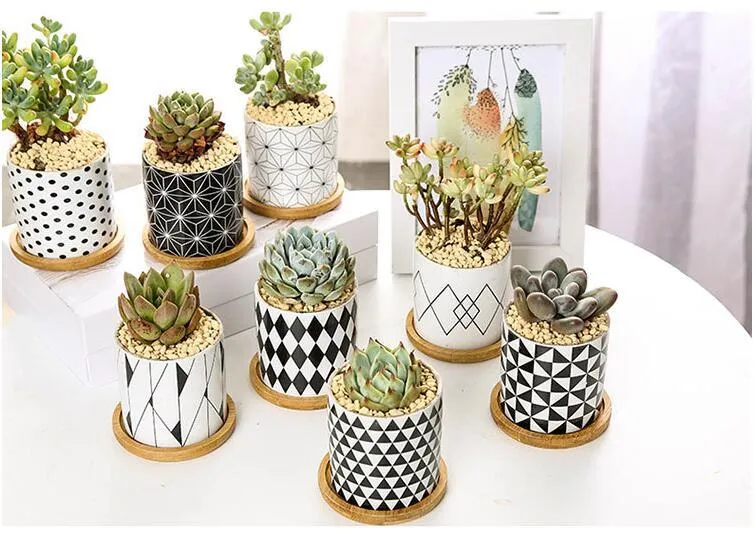 Rory - Round Geometric Pattern Flower Pot