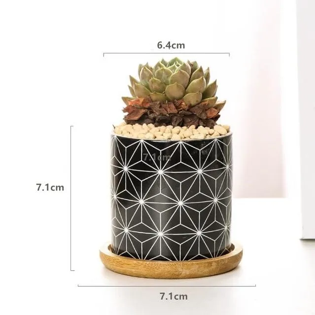 Rory - Round Geometric Pattern Flower Pot