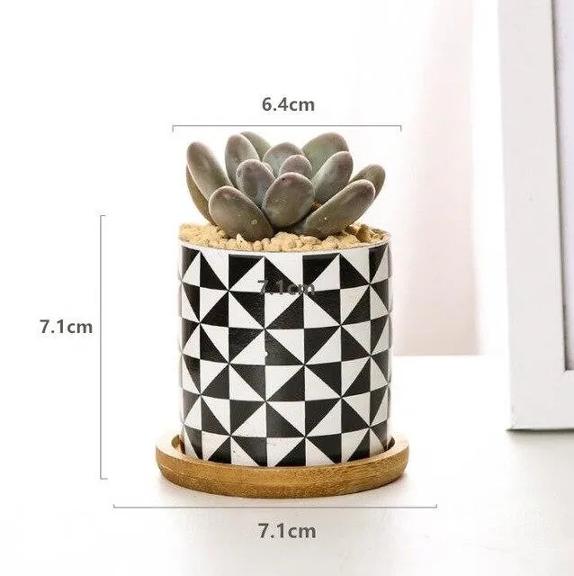 Rory - Round Geometric Pattern Flower Pot