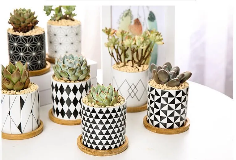 Rory - Round Geometric Pattern Flower Pot