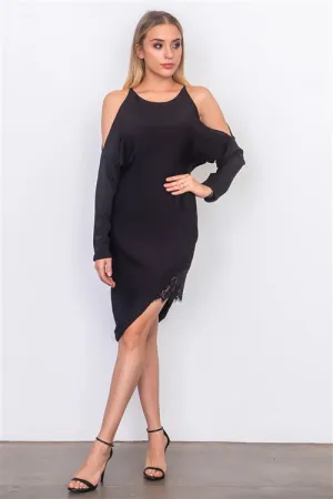 Rose Black Lace Split Midi Dress
