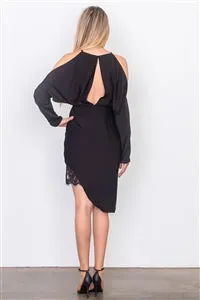 Rose Black Lace Split Midi Dress