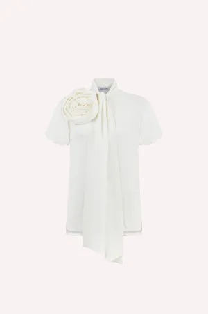Rose Embroidered Silk Shirt
