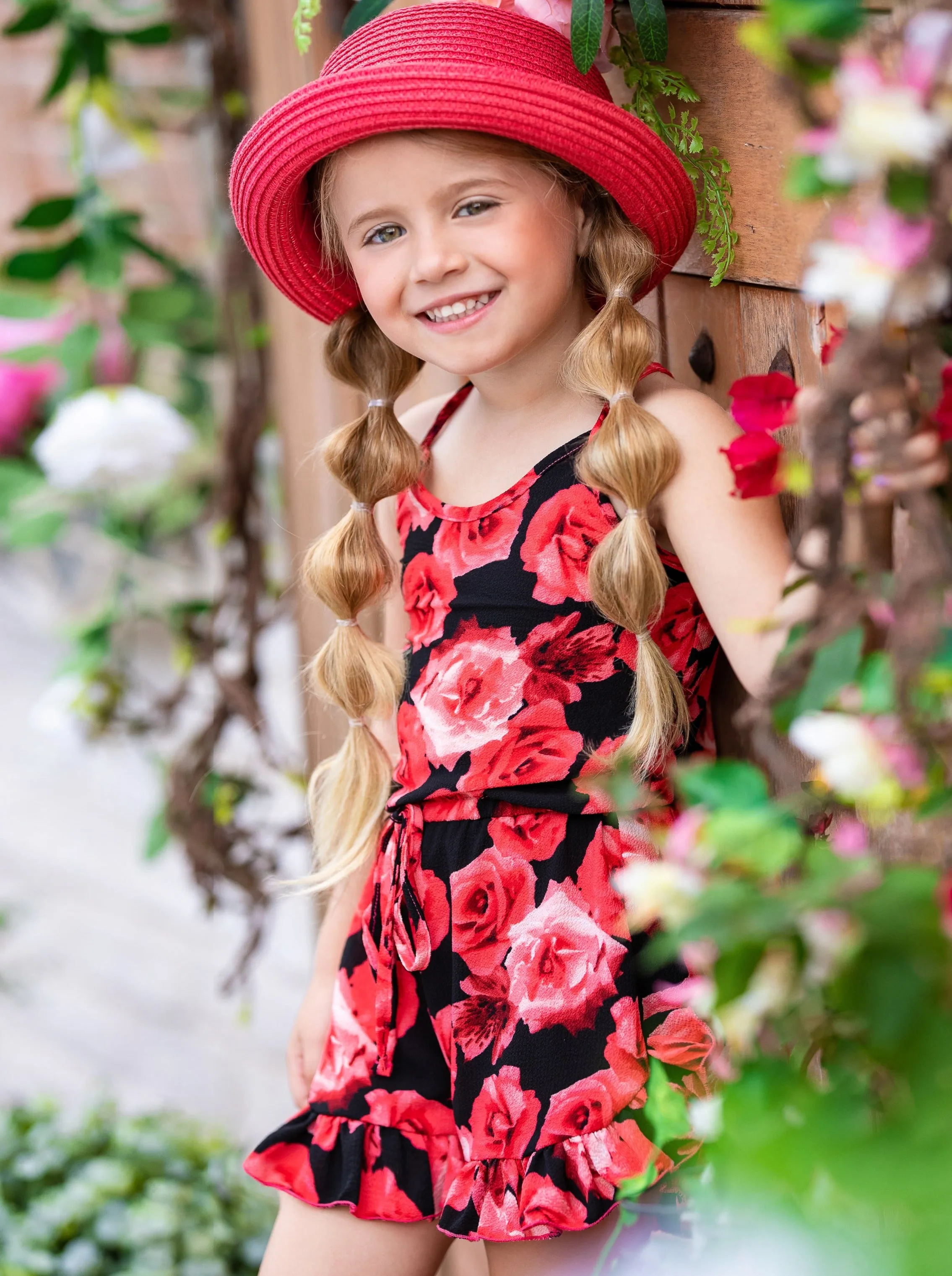 Roses Ruffle Hem Romper