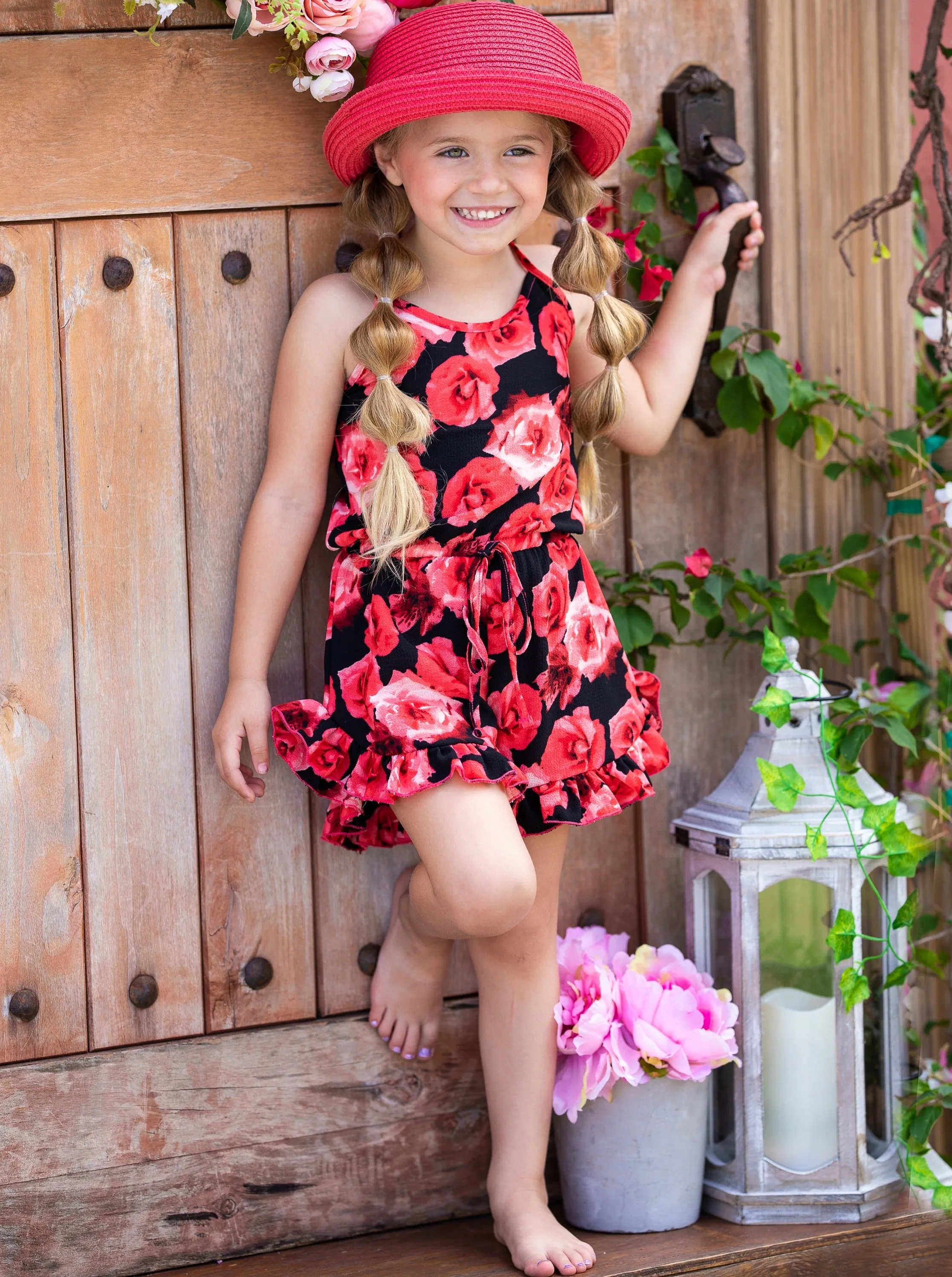 Roses Ruffle Hem Romper