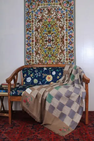 Rubab Platinum grey Embroidered Pashmina Blanket
