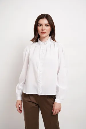Ruffled Neck & Placket Shirt