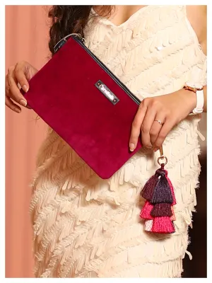 RUMI Tassel Clutch - Deep Berry Pink