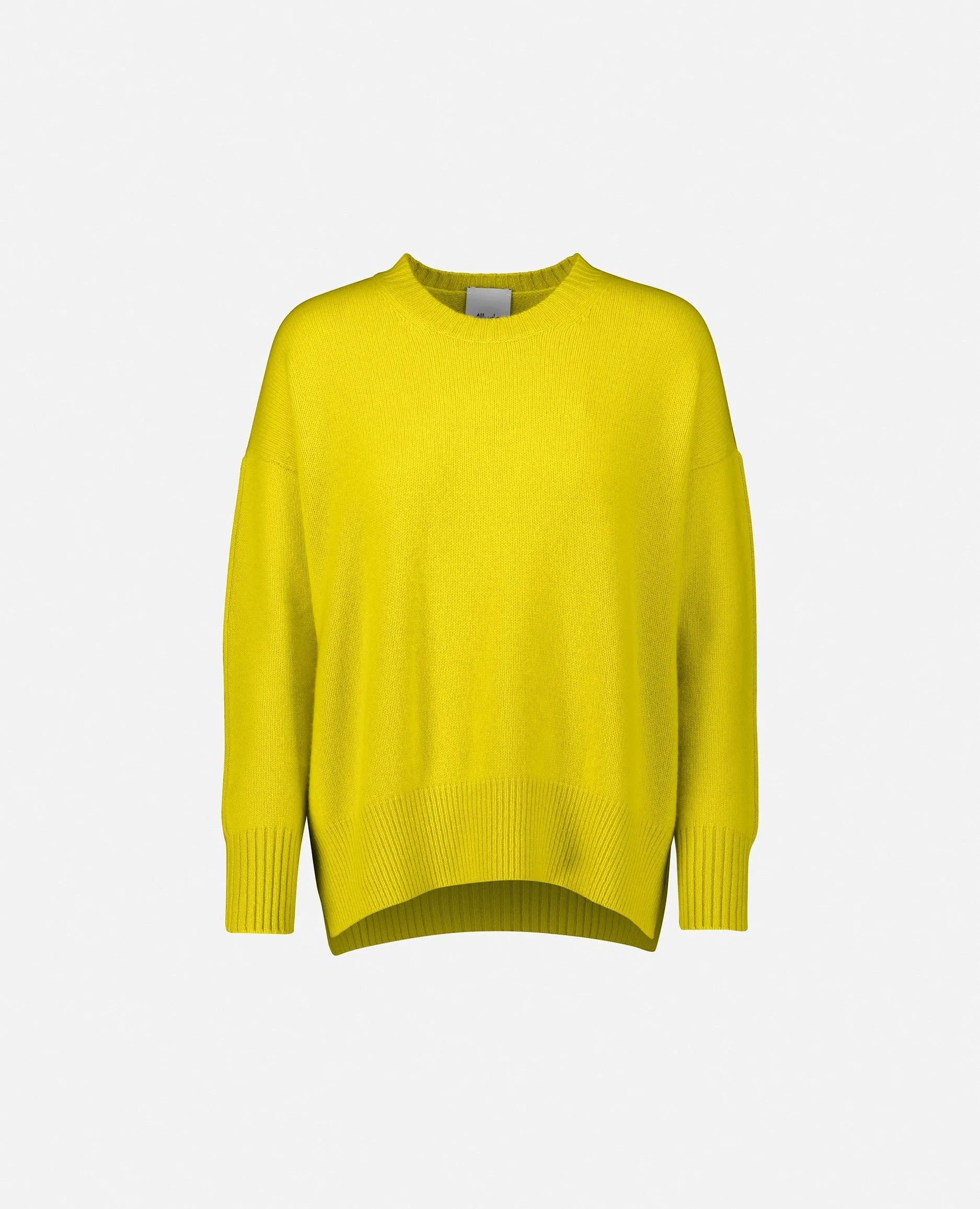 Rundhals Pullover aus Cashmere in Gelb